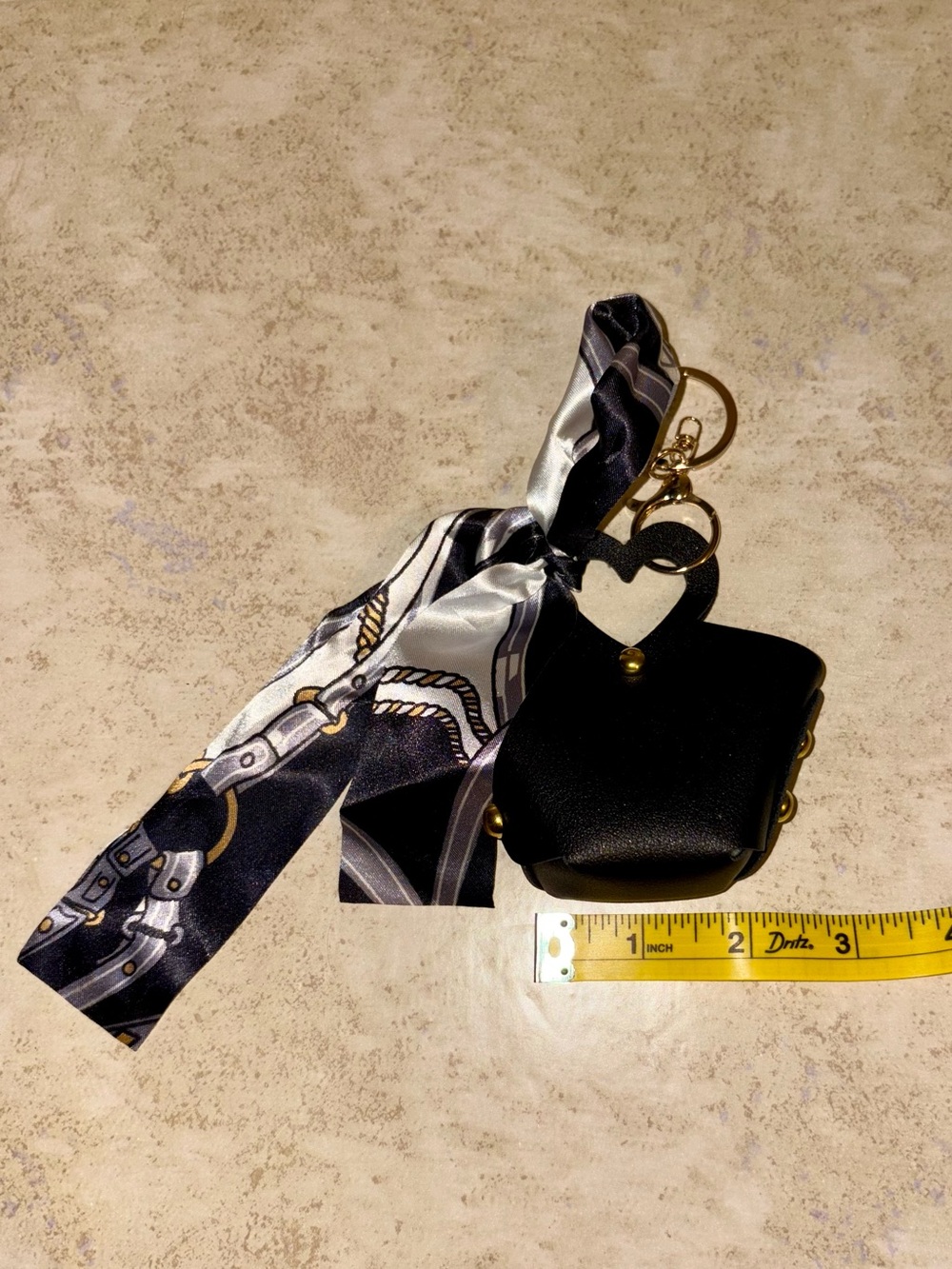 NWOT-Black Women's Keychain Mini Purse with Decorative Scarf-Purse Charm